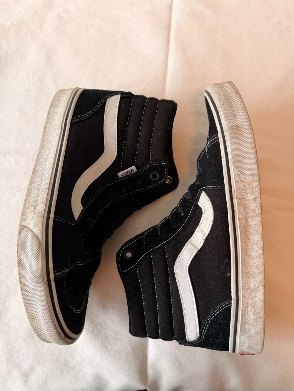 Vans SK8-Hi Old Skool High Tops Men 8 Black Suede Skate Shoes Sneaker No Laces